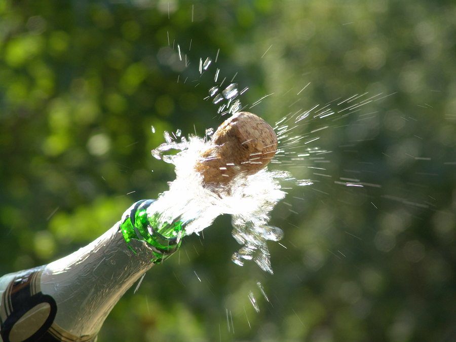 Sparks of champagne, wedding