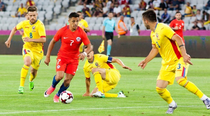 CLUJ-NAPOCA, ROMANIA - 13 JUNE 2017: Chile's Alexis Sanchez (L) CLUJ-NAPOCA, ROMANIA - 13 JUNE 2017: Chile's Alexis Sanchez (L)