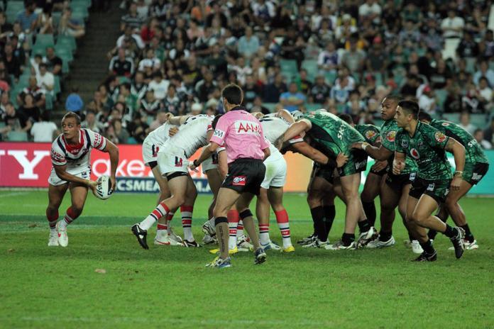 NRL game between Warriors and Roosters