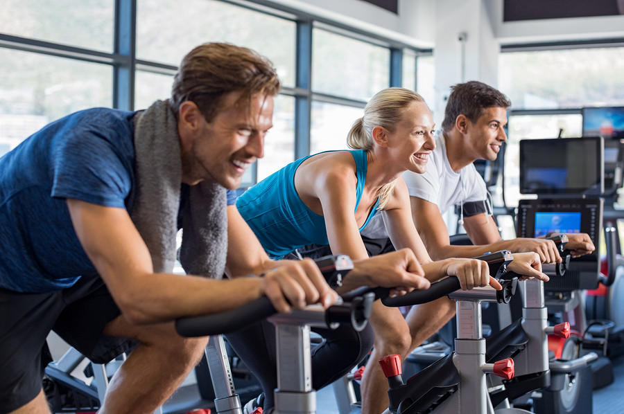 cycling at the gym