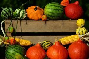Fresh produce in wooden crates