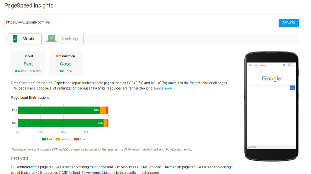 google download speed test