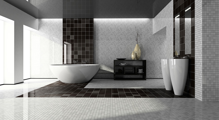 Interior of the modern bathroom 3D rendering