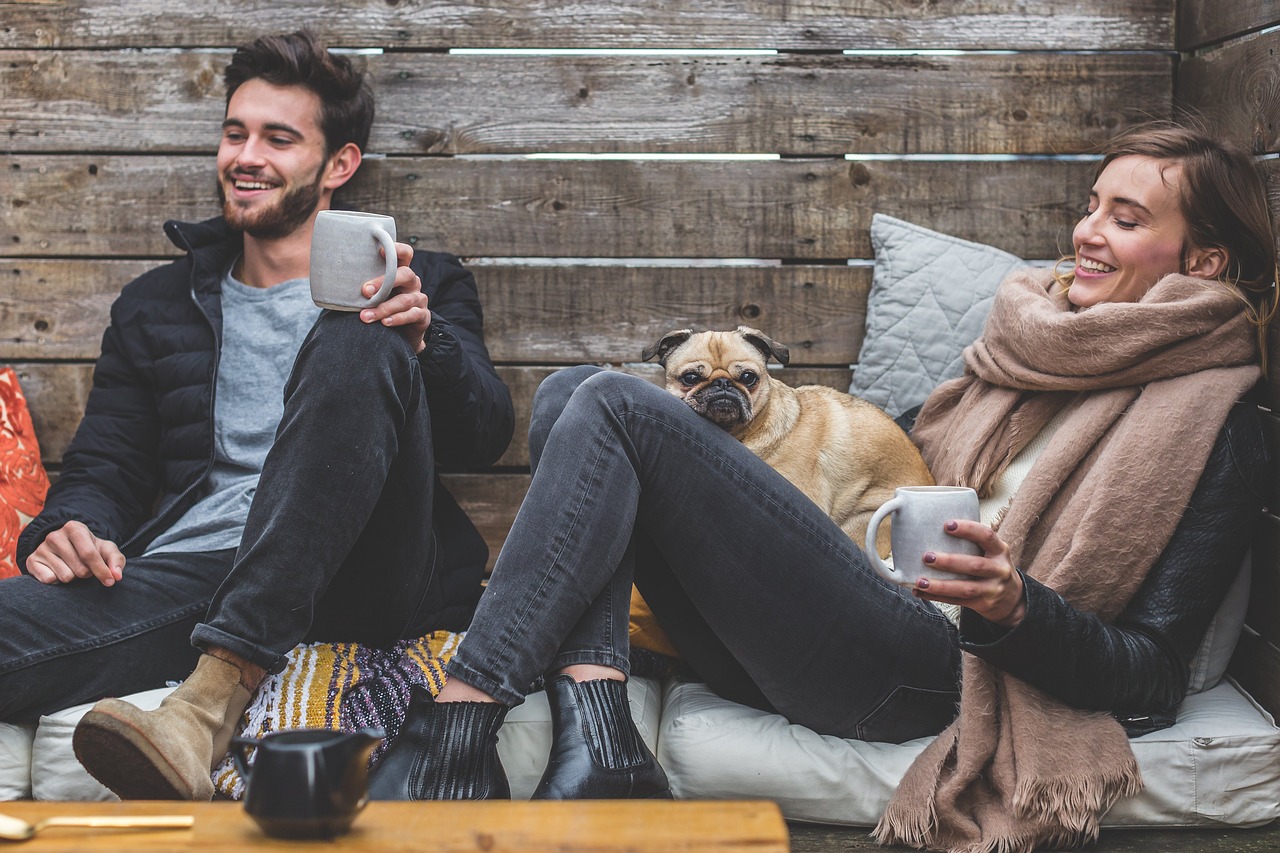 Couple with dog