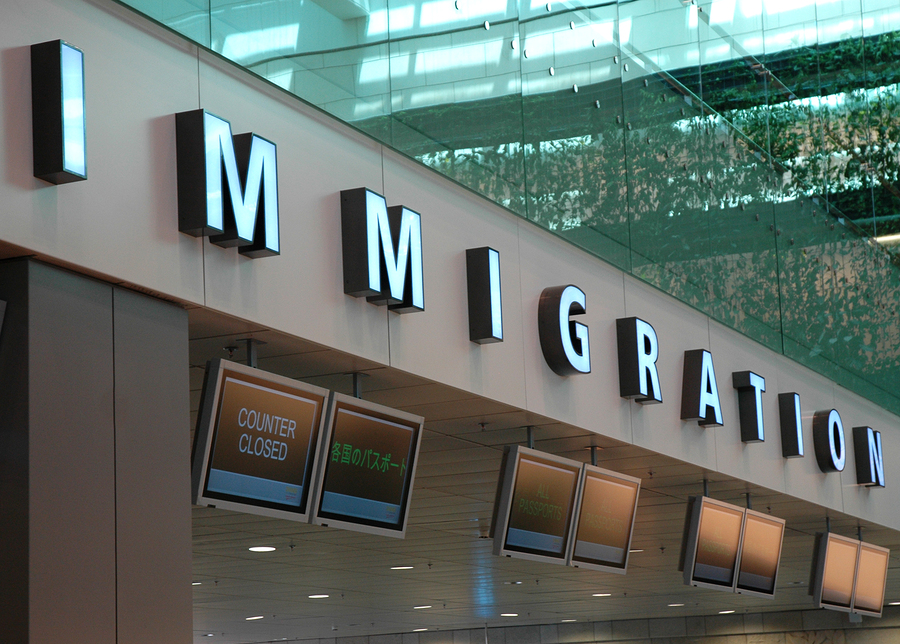 Big signboard of Immigration at the airport
