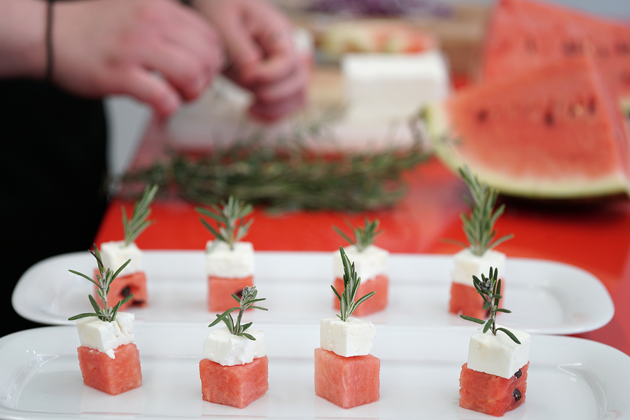 watermelon and feta cheese cubes