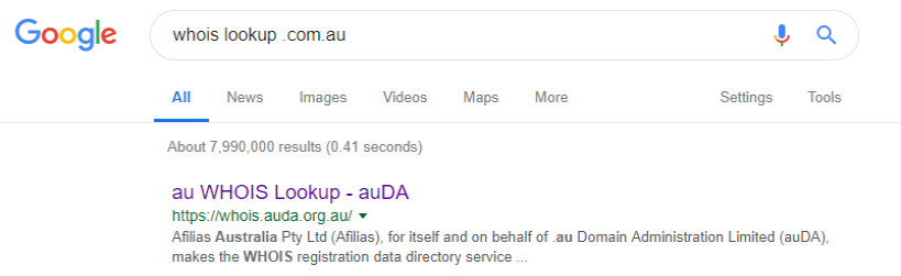 whois lookup .com.au