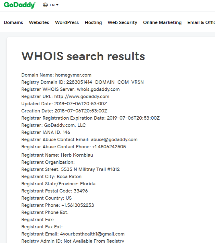 whois godaddy