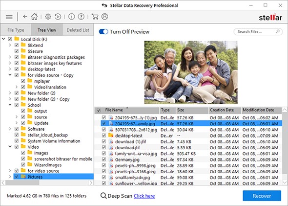 Quickly locate files and see their preview before saving