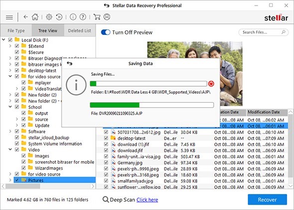 choose a save location to start saving the recovered files from your formatted hard drive