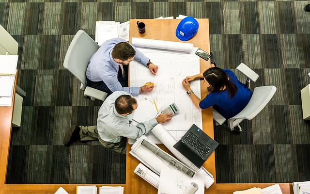 Overhead view of meeting