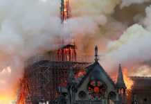 France’s world-famous Notre Dame cathedral in Paris has been engulfed by fierce blaze which caused the building’s spire to collapse.