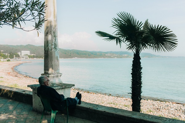 Retiree overlooking the beach