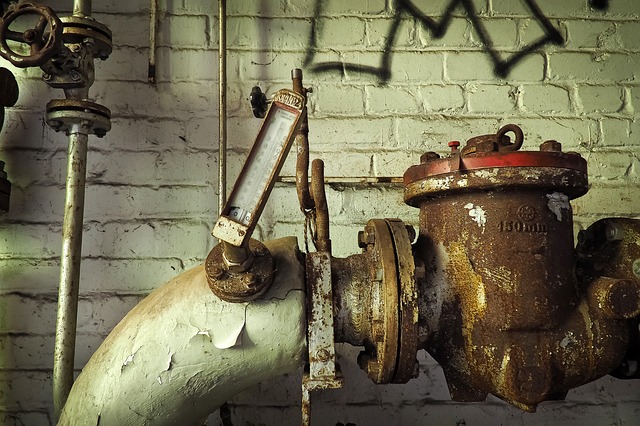 Close up of very old household plumbing