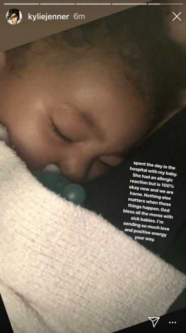 Kylie Jenner posts stormi on her Instagram story.