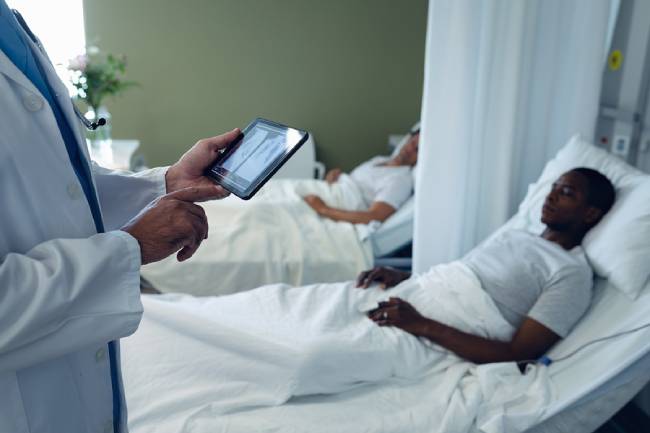 Patients sleeping at a sleep clinic