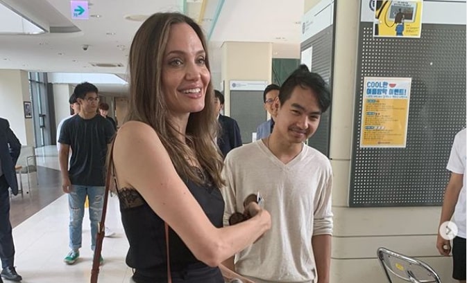 Angelina Jolie makes rare public appearance, sends Maddox off to college