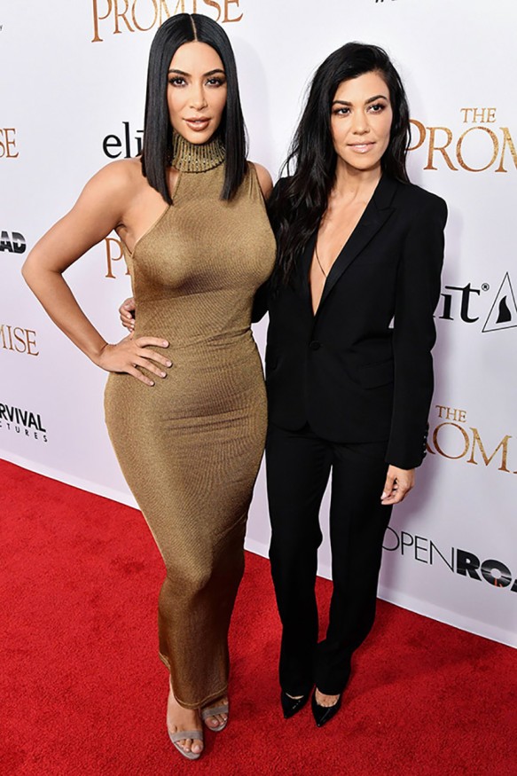 Kim arriving at the premiere of ‘The Promise’ with sister Kourtney