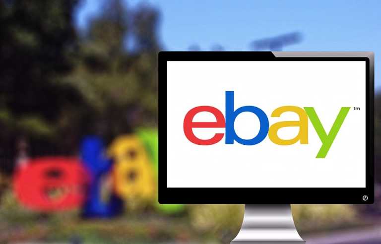 Monitor showing eBay logo