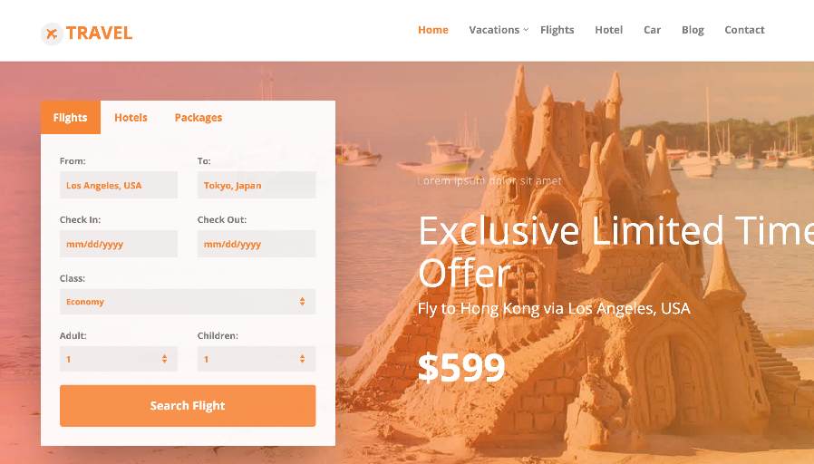 Travel website template