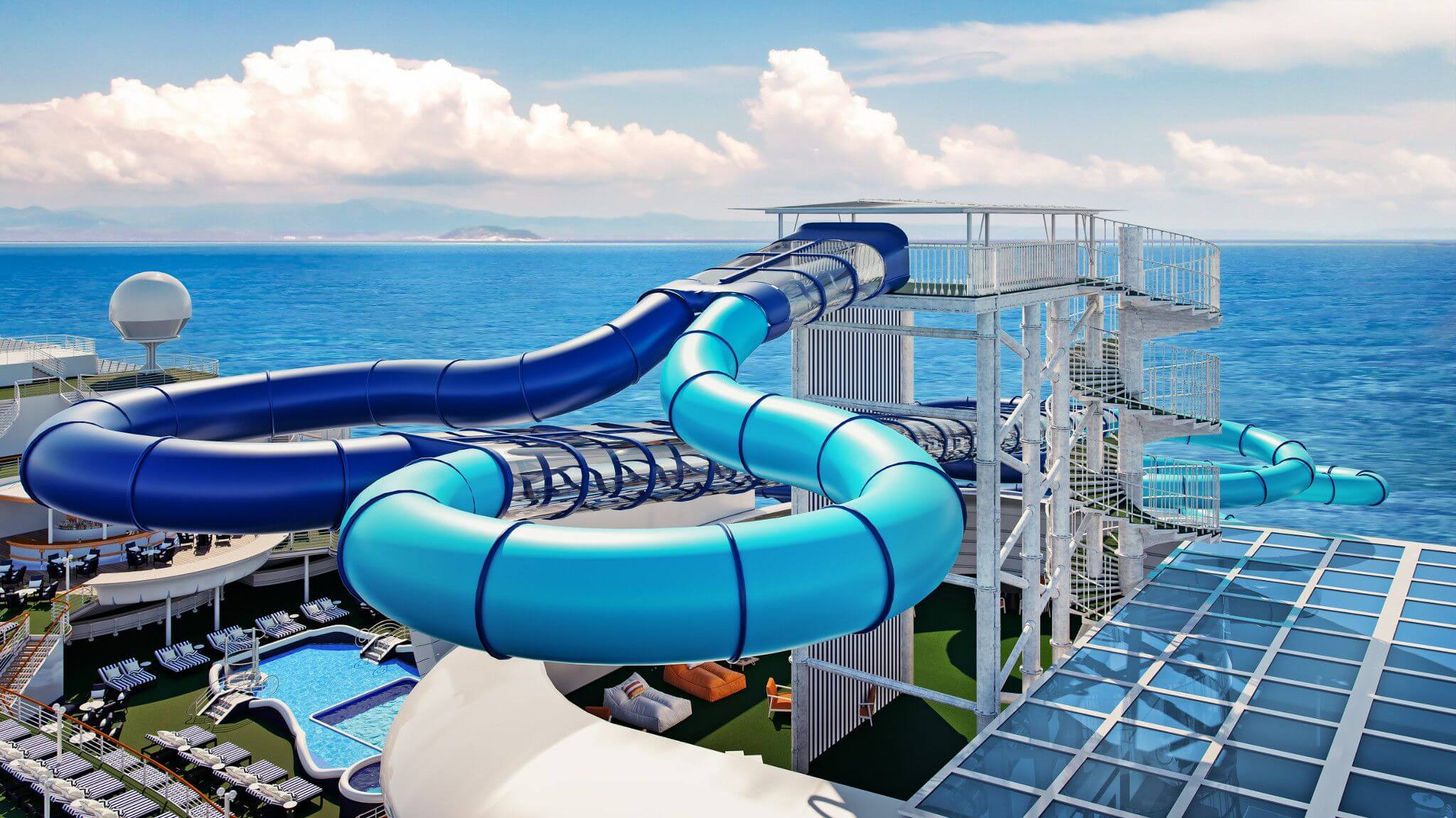 Twin Racer Waterslides on P&O's Pacific Encounter